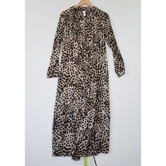 H&M Leopard Print Long Sleeve Maxi Duster‎ Kimono Women Size S Festival Casual - Picture 3 of 6